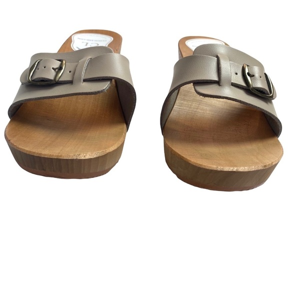 Clogsland Polish Leather Wooden Sandal Clog Open Toe Strappy Boho Cottagecore 40 - Picture 4 of 6